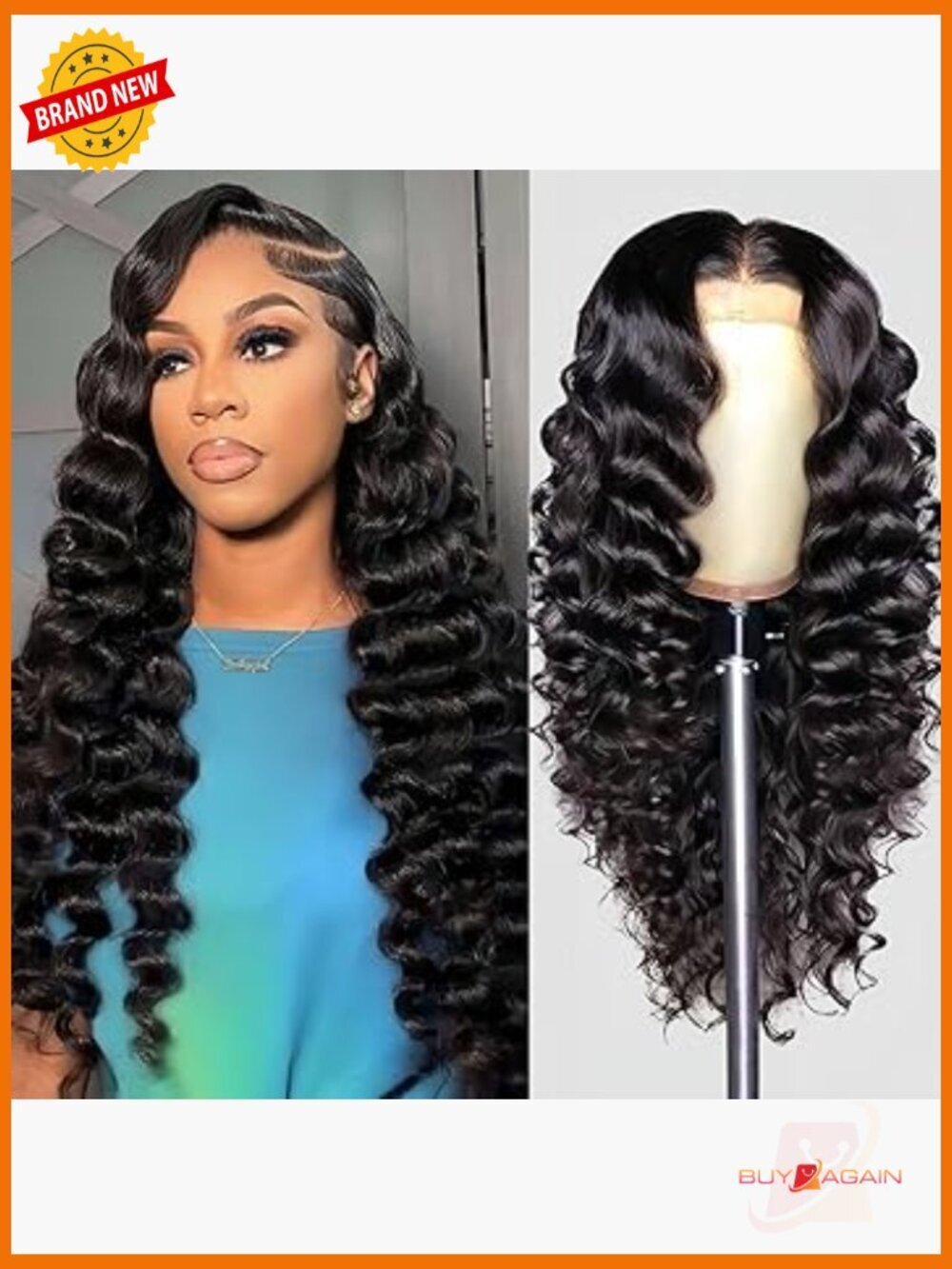 100% Human Hair Deep Wave Lace Front Wig 13x4 HD Lace Glueless 22 Inch